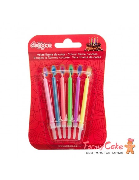 Velas para Tartas Llama De Colores 6ud Dekora