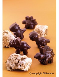 Molde Silicona 12 Dinosaurios De Chocolate Silikomart 2