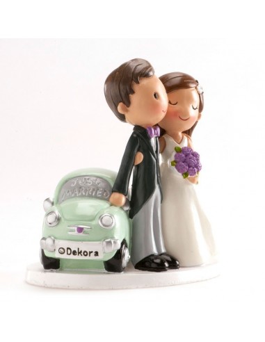 Figura para Tarta Novios Coche Just Married 11,5cm Dekora