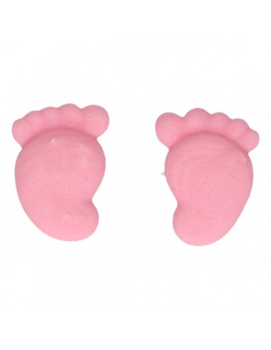 Set Decoraciones De Azúcar Pies Bebe Rosas, 16ud. Funcakes