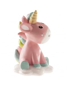 Figura para Tarta Bautizo Unicornio Rosa, 10cm Dekora 2