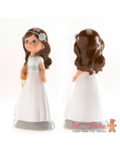 Figura Para Tarta De Comunión Niña Lazo Azul Elena Dekora 2