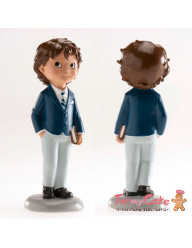 Figura Tarta De Comunión Niño Traje Azul Pedro