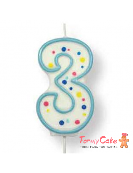 Velas para Tartas Azul Número 3 PME