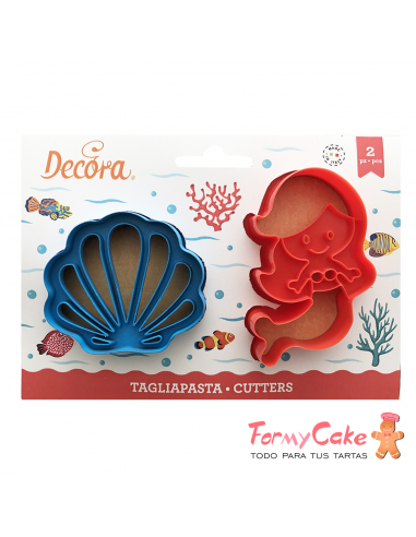 Kit 2 Cortadores Sirena Y Concha Decora