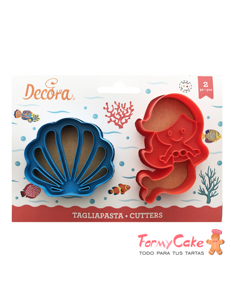 Kit 2 Cortadores Sirena Y Concha Decora