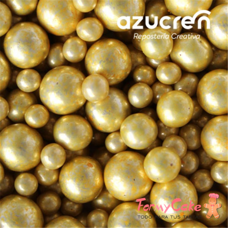 Mix Perlas Oro Metalizadas Azucren 4-6-8MM 90gr