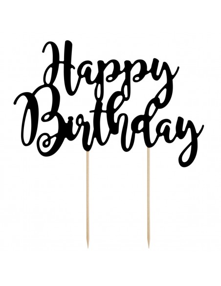 Topper Para Tarta Happy Birthday Negro Partydecor