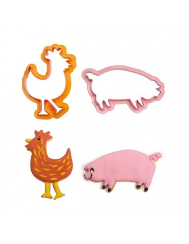 Set 4 Cortadores De Animales Granja Decora
