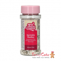 Decoración Comestible Sprinkle Medley Silver Chic 65g Funcakes