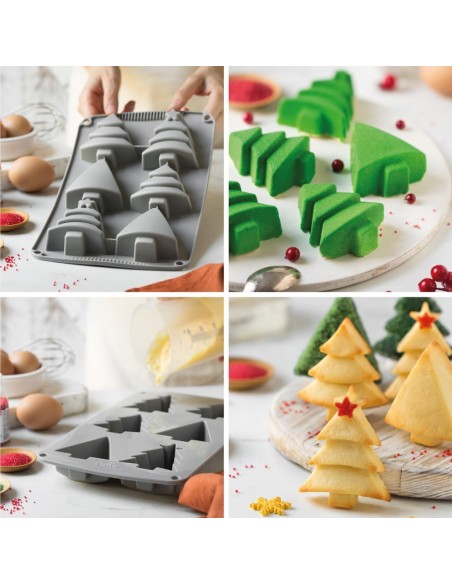 Molde de Silicona Árbol Navidad 6 Cavidades Decora