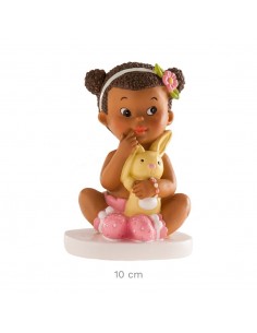 Figura para Tarta Bautizo Niña Sentada Con Conejito Dekora 2