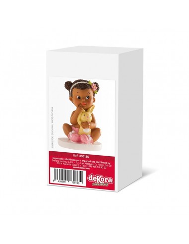 Figura para Tarta Bautizo Niña Sentada Con Conejito Dekora