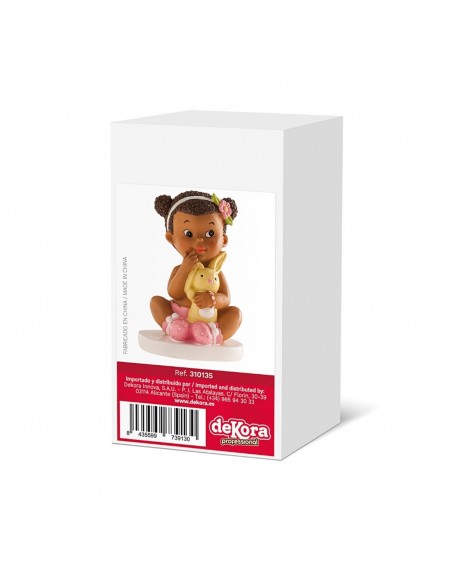 Figura para Tarta Bautizo Niña Sentada Con Conejito Dekora