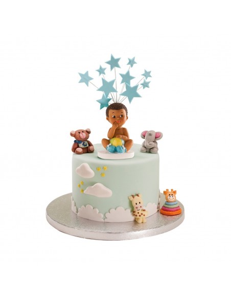 Figura para Tarta Bautizo Niño Sentado Con Pelota Dekora