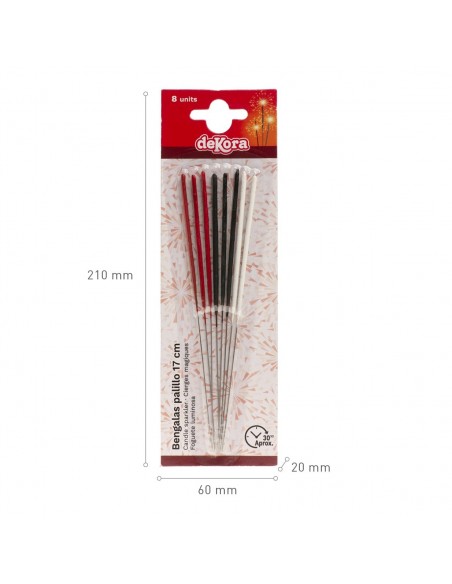 Bengalas Palillo Colores 17cm 12uds Dekora
