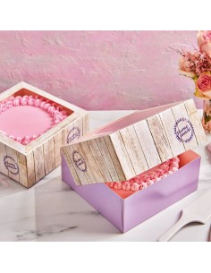 Caja Decorada Efecto Madera 21x21x9cm 2ud Funcakes 2