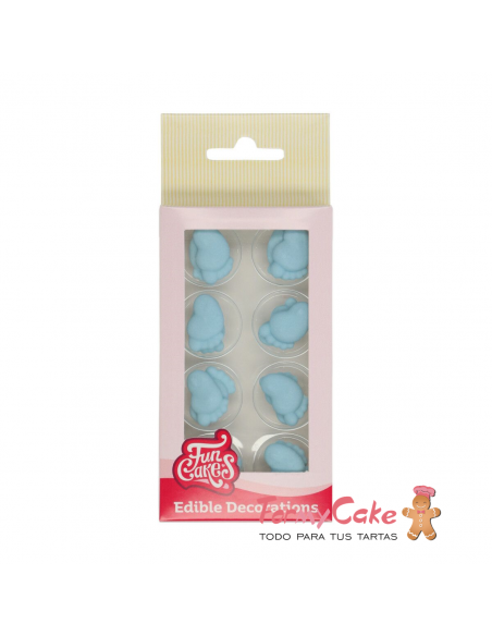 Set Decoraciones De Azúcar Pies Bebe azules, 16ud. Funcakes