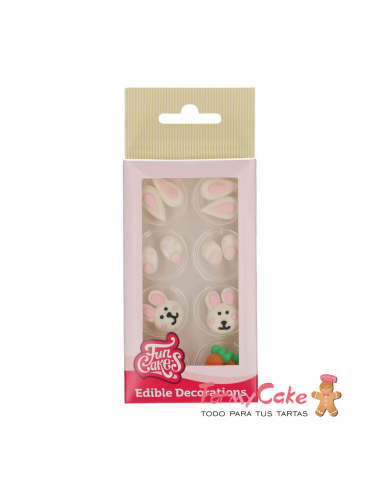 Decoración Azucar Conejitos 8ud Funcakes