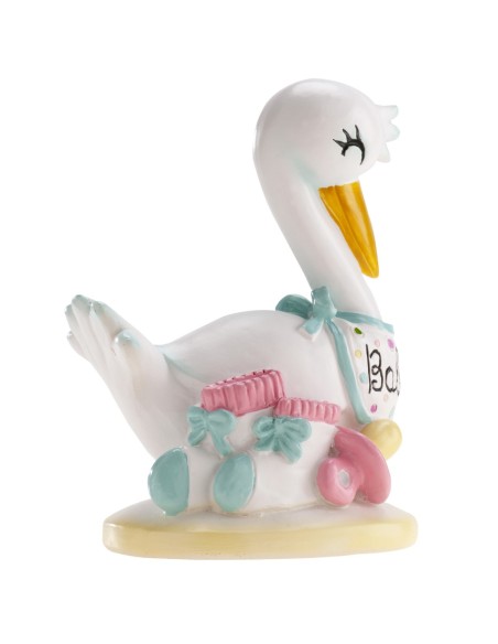 Figura para Tarta Bautizo Cigüeña, 10cm Dekora