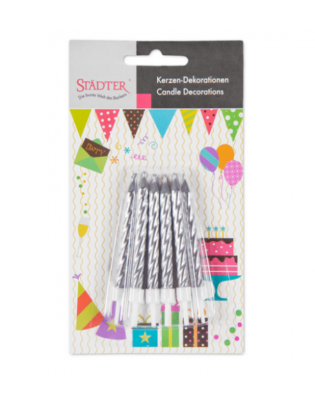 Velas para Tartas Plateadas 10ud Städter