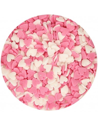 Corazones Blancos y Rosas 60gr Funcakes