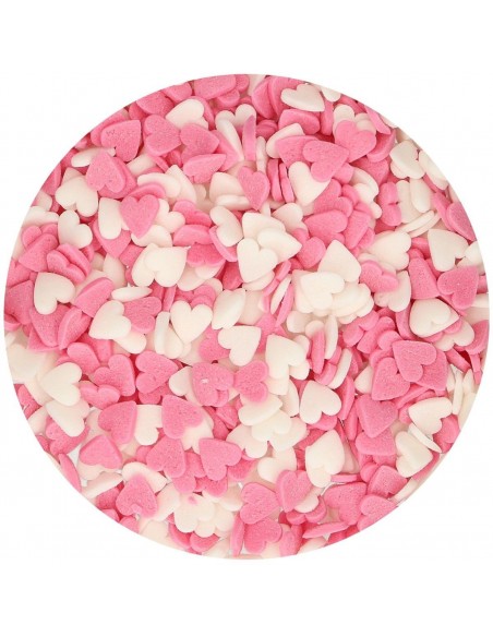 Corazones Blancos y Rosas 60gr Funcakes