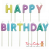 Velas Happy Birthday Colores Pastel 13ud PME