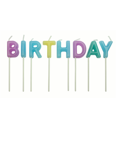 Velas Happy Birthday Colores Pastel 13ud PME