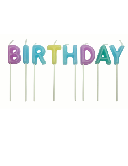 Velas Happy Birthday Colores Pastel 13ud PME