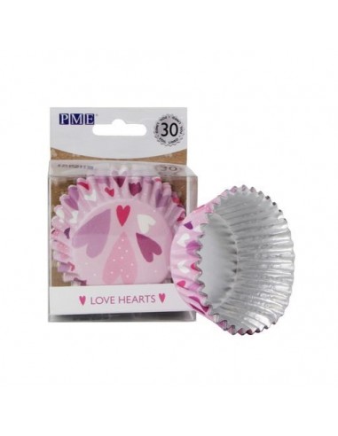 Cápsulas Aluminio Corazones Rosa 30ud PME