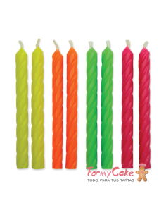 Velas Rizadas Color Neón 24ud PME