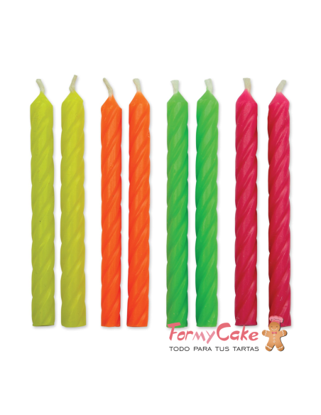 Velas Rizadas Color Neón 24ud PME
