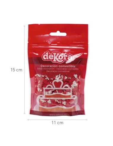 Corazones Blancos y Rojos De Azucar 100g Dekora
