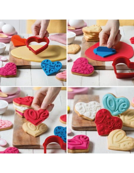  Juego de Marcador y Cortador de Galletas Love You Decora