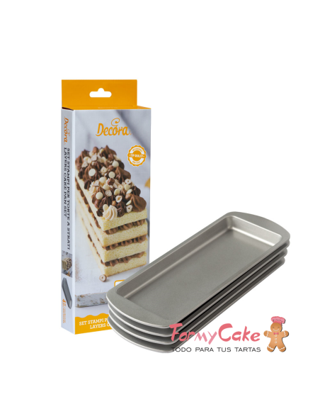 Set De Moldes Rectangulare Para Tartas Por Capas Decora