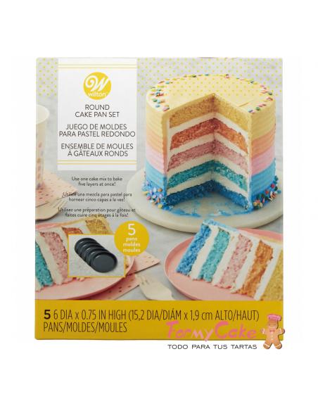 Set Moldes 5 Capas Para Layer Cakes 15 cm Wilton