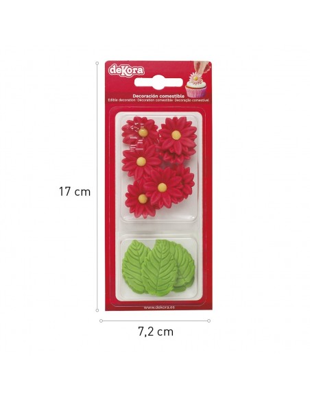 Flores Rojas Y Hojas De Azucar Dekora