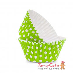 Capsulas Para Cupcake Verdes con Lunares Blancos 24ud Pastkolor