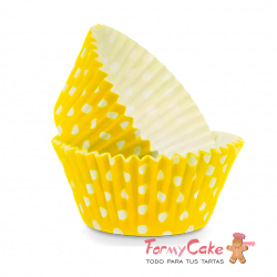 Capsulas Para Cupcake Amarillas con Lunares Blancos 24ud Pastkolor