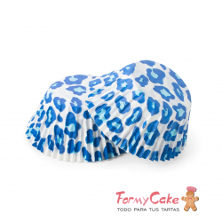 Capsulas Para Cupcake Leopardo Azul 30ud Pastkolor