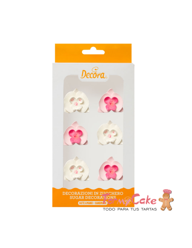 Orquideas Comestibles Blancas y Rosas 6ud Decora
