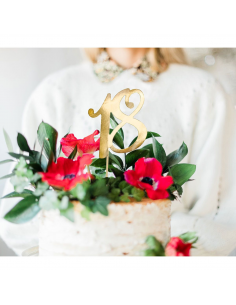 Topper Para Tarta Número 18 Dorado Partydeco 2