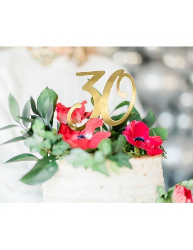 Topper Para Tarta Número 30 Dorado Partydeco
