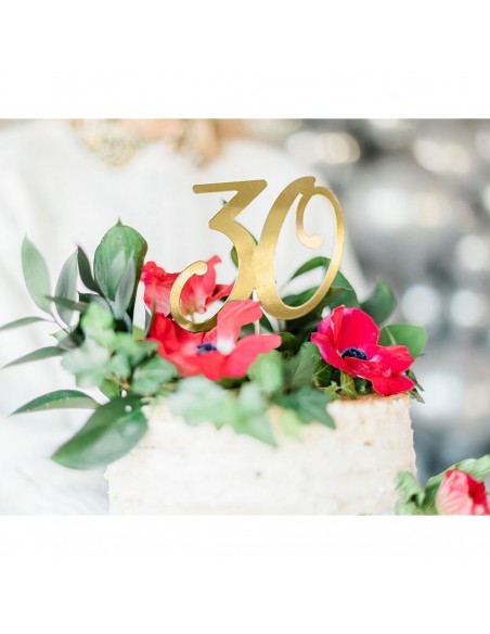 Topper Para Tarta Número 30 Dorado Partydeco