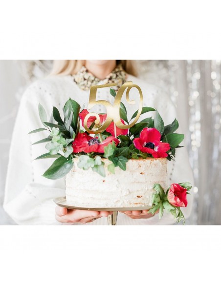 Topper Para Tarta Número 50 Dorado Partydeco