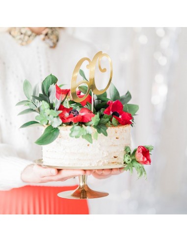 Topper Para Tarta Número 60 Dorado Partydeco