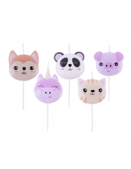 Velas Animalitos Kawaii 5ud PME