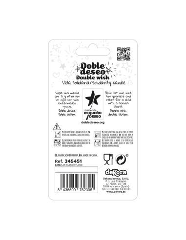 Vela Solidaria Doble Deseo Número 1 Dekora