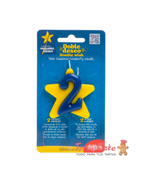 Vela Solidaria Doble Deseo Número 2 Dekora